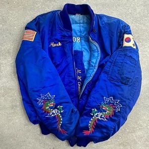 VTG Blue Korea US Marines Bomber Jacket